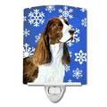 Caroline s Treasures SS4651CNL Springer Spaniel Winter Snowflakes Holiday Ceramic Night Light 6x4x3 multicolor