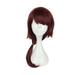 Unique Bargains Human Hair Wigs for Women Lady 24 Red Brown Wigs with Wig Cap