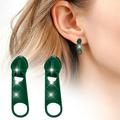 Summer Color Zipper Buckle Stud Earrings Personality Soft Girl Ear Clip Stainless Steel Zipper Stud Earrings