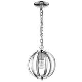 HomeRoots 398116 12 x 9 x 9 in. Nevaeh 1-Light Chrome Globe Pendant with Crystal Accents