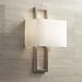 Possini Euro Design Modern Wall Light Sconce Brushed Nickel Hardwired 15 1/2 High Fixture Faux Silk for Bedroom Bathroom Hallway