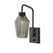 Adesso Belfry Wall Lamp Black Smoked Textured Glass Shade