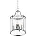 Beaumont Lane 4 Light Clear Glass Cage Pendant in Chrome