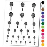 Tennis Racket Racquet Sports Water Resistant Temporary Tattoo Set Fake Body Art Collection - Brown