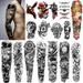 Yazhiji Extra Large Temporary Tattoos 8 Sheets Full Arm Fake Tattoos and 8 Sheets Half Arm Tattoo Sleeve Stickers for Men and Women (22.83 X7.1 )