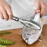 Walbest Fish Scale Scraper Non-Slip Stainless Steel Manual Fish Scale Remover Home Kitchen Seafood Tool