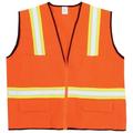 BRITEGUARD Bright Orange Safety Vest | 2X Large | 100% Polyester | Zipper Front | 2 Reflective Stripes | Multiple Pockets | Ideal for High Visibility and Utility Storage