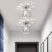 Chrome Semi Flush Mount Ceiling Light Fixture Hollow Out Metal Crystal Chandelier Lamp for Bathroom Fixture Foyer Ceiling Fixture Hallway Lighting Fixture