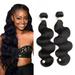 Youngther 12A Grade Brazilian Virgin Human Hair Bundles Body Wave Natural Black 100% Unprocessed Brazilian Body Wavy Human Hair Weave 3 Bundles 14 16 18 Body Wave Human Hair Extensions