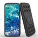 INFUZE Qi Wireless Portable Charger for Samsung Galaxy A42 5G External Battery (12000 mAh 18W Power Delivery USB-C/USB-A 3.0 Ports Suction Cups) with Touch Tool - Sparkling Blue Butterfly Vines