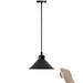 FSLiving USB Charging Dimmable No Wire Remote Control Battery Low-Voltage 5V LED Pendant Light Fixture Retro Design Black Metal Pendant Lamp for Laundry Dorm Bedroom Easy to Install-1 Pack