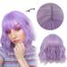 Follure WigColored - Wigs Wig Bob With Bangs Wig For Women Wavy Synthetic Wigs Medium Length Cosplay Wig Ombre Short For Women Costume Violet Colorful