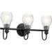 3 Light Vanity Light Approved for Damp Locations with Transitional Inspirations 10.25 inches Tall By 23.75 inches Wide-Black Finish Bailey Street Home