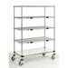 14 Deep x 60 Wide x 92 High 1200 lb Capacity Mobile Unit with 4 Wire Shelves and 1 Solid Shelf