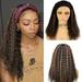 Curly Wigs Human Hair With Head Band Balayage 1B30 Deep Wave 20 Inch Headband Wigs No Lace in Front 150% Density Head Scarf Attached