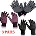 Dicasser 3Pairs Hair Iron Tool Heat Resistant Glove With Silicone Bumps For Hot Hair Styling Curling Iron Wand Flat Iron Hair Straightener Universal Fit Size(Black Rose Red White)