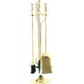 Fireplace Tool Set - Rail on Base Polished Brass - 5 Piece