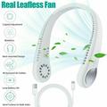 Morttic Hanging Neck Fan Hand Free Leafless Neckband Fan - Powerful Dual Wind Head Adjustable 3 Speed 360 Degree& Rechargeable Necklace Fan for Sports Home Outdoor White