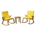 GDF Studio Zane Outdoor Acacia Wood Rocking Chair Chat Set Set of 2 Teak and Yellow