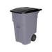Rubbermaid Commercial Products BRUTE Roll-Out Trash Can with Lid Square 50 Gallon Gray