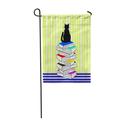 LADDKE Abstract Cat Books Lines Astrology Beautiful Black Bookstore Cartoon Garden Flag Decorative Flag House Banner 28x40 inch