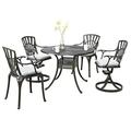 Homestyles Grenada Aluminum 5 Piece Outdoor Dining Set in Charcoal