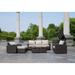 6pcs Wicker Patio Sofa Set Outdoor Chat Sets With Drawer Table with Storage Box by Moda Furnishings Brown