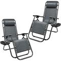 Devoko 2 PCS Zero Gravity Chair Outdoor Lounge Patio Chair Camp Reclining Lounge Chairs Double Gray