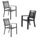 Sophia & William Outdoor Patio Metal Dining Chairs Iron Stackabe Chair with Armrest Set of 4 Black