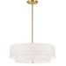 Dainolite 20 in. Everly 4 Light Incandescent 2 Tier Pendant Aged Brass with White Shade