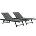 Vivere Urban Foldable Aluminum Outdoor Chaise Lounge - Set of 2 Black