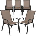 Flash Furniture Brazos Series Outdoor Stackable Patio Chairs for Adults Set of 5 Brown