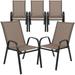 Flash Furniture Brazos Series Outdoor Stackable Patio Chairs for Adults Set of 5 Brown