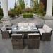 Direct Wicker Novelty 7-Piece Patio Conversation Sofa Set with Firepit Dinging Table