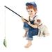 Collections Etc Little Boy and His Dog Fishing Outdoor Garden or Pond Sculpture - Hand-Painted Garden or Home Decoration Blue