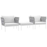 Modern Contemporary Urban Design Outdoor Patio Balcony Three PCS Chairs and Side Table Set White Rattan