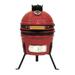 VESSILS Kamado Charcoal BBQ Grill â€“ Heavy Duty Ceramic Barbecue Smoker and Roaster with Built-in Thermometer and Stainless Steel Grate (13 Inch Stand Red)