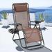 Dkeli Zero Gravity Chair Folding Mesh Zero Gravity Recliner with Cup Holder and Pillow Support 300lbs for Deck Lawn Poolside Camping Brown