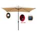 10 FT Solar Patio Outdoor Beach Umbrella with 26 LED Lights Outdoor Market Table Waterproof Umbrellas Sunshade with Crank and Push Button Tilt for Garden Backyard Swimming Pool Light Brown