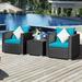 Costway 3PCS Patio Rattan Wicker Furniture Set Sofa Table W/Cushion Turquoise