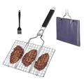 (Grilling Net + Silicone Brush + Oxford Bag) Bbq Stainless Steel Grilling Net Removable Grilling Net Folding Grill Square Grilling Fish Netting