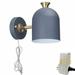 FSLiving PIR Motion Sensor Wall Lamp Mid Century Modern Wall Sconce with 6 Feet On/Off Switch Plug-in Cord Macaroon Adjustable Lampshade for Bedroom Bathroom - 1 Light(Blue)