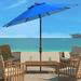 SAFAVIEH Ortega 9 Market Crank Auto Tilt Patio Umbrella Pacific Blue