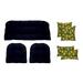 RSH DÃ©cor Indoor Outdoor 7 Piece Tufted Wicker Cushion Set + Pillows Standard Navy Blue + Citrus Sapphire