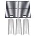 Replacement BBQ Parts for MASTER FORGE SH3118B Gas Grill Models Includes 3 Stainless Steel Heat Plates and Glossy Cast Iron Cooking Grates Set of 2