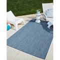 Unique Loom Solid Indoor/Outdoor Solid Rug Blue/Navy Blue 3 3 x 5 3 Rectangle Solid Modern Perfect For Patio Deck Garage Entryway