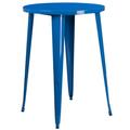 BizChair Commercial Grade 30 Round Blue Metal Indoor-Outdoor Bar Height Table