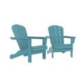 HDPE Adirondack Chair Fire Pit Chairs Sand Chair Patio Outdoor Chairs DPE Plastic Resin Deck Chair lawn chairs Adult Size Weather Resistant for Patio/ Backyard/Garden Blue Set of 2