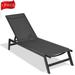 Seizeen Outdoor Chaise Lounge Patio Lounge Chair All Weather Five-Position Adjustable Lounge Chair for Poolside Deck Porch Backyard Black Aluminum Frame with Wheels