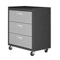 Fortress Textured Metal Garage Mobile Chest with 3 Full Extension Drawers in Grey 32.1 x 30.3 x 18.2 in.